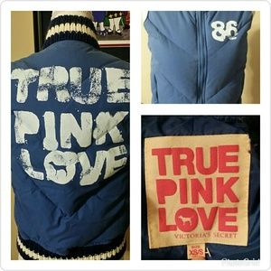 VS Pink puffer vest size xs/s